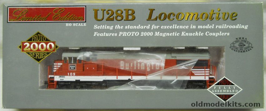 Life-Like 1/87 Proto 2000 CB&Q Burlington U28B Locomotive With DDC Plug - HO Scale, 31075 plastic model kit